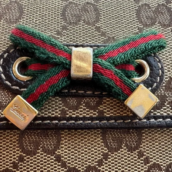 Gucci  Monogram Princy Sherry Line Compact  Wallet with Bow - Picture 5 of 6